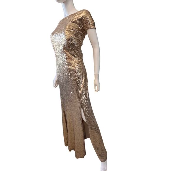 New B2 JASMINE Women's Sandstone Boat Neck Sequin Long Bridesmaid Dress Size 26 - Picture 4 of 7